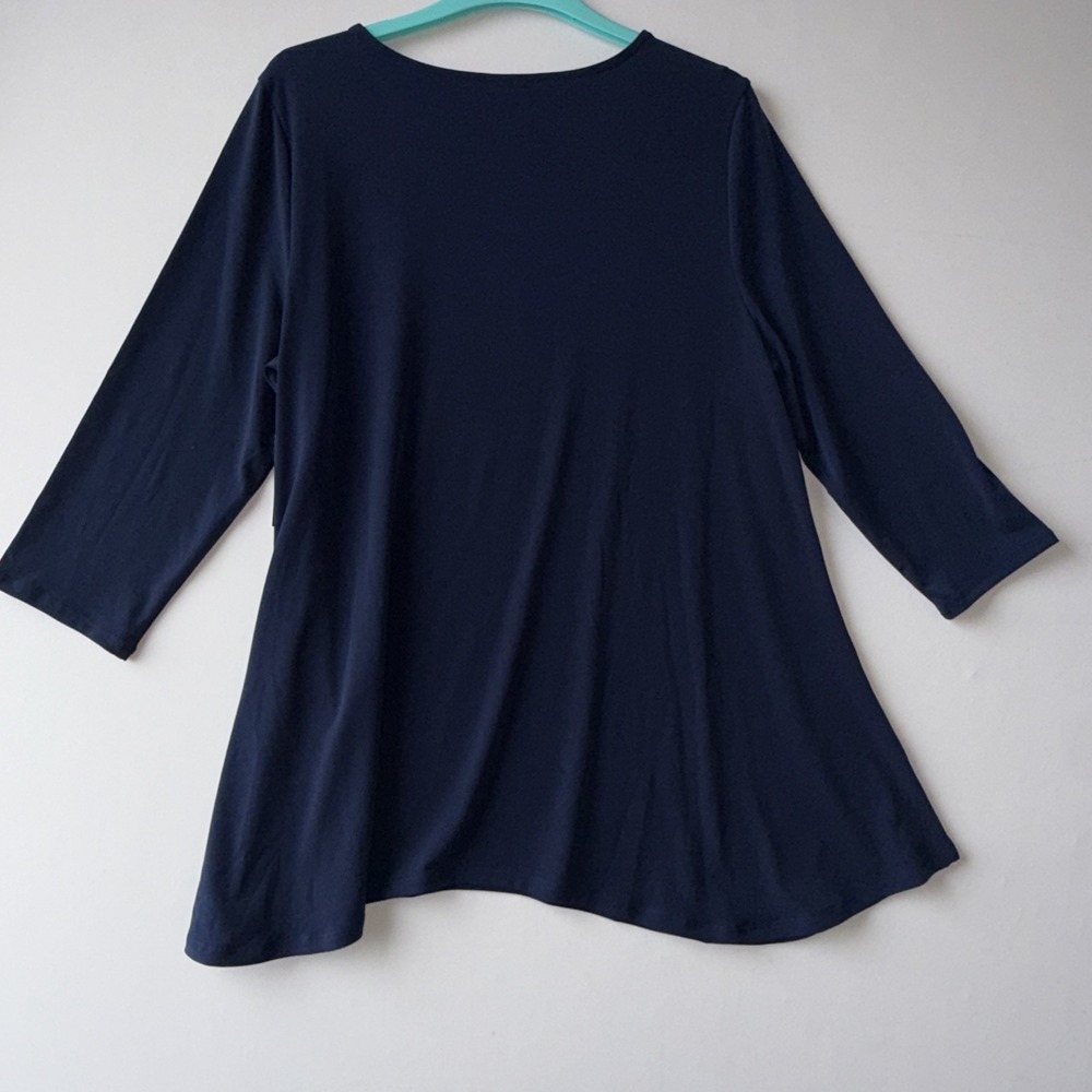 JM Collection Women's 3/4 Sleeve Knit Top Petite XL Blue Scoop Neck NWT XLP - Picture 2 of 7